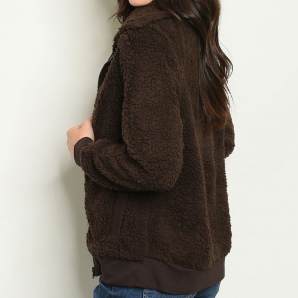 BROWN FLEECE JACKET - Picture 3 of 8